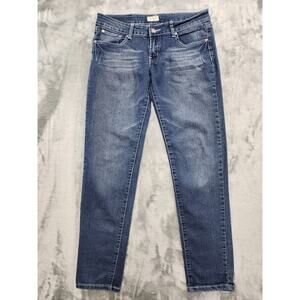 Y-Jeans Womens 11‎ Juniors Blue Low Rise Skinny Leg Faded Stretch Rhinestones